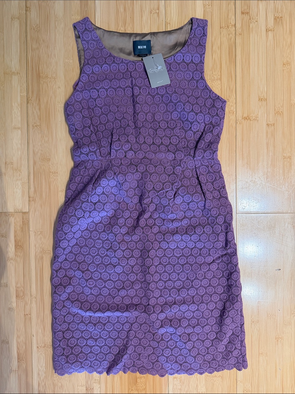 Maeve Anthropologie Purple Sleeveless Lace Sheath Dress